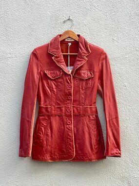 NWT Women's Jakett New York Carmen Habanero Leather Jacket Blazer Size X Small